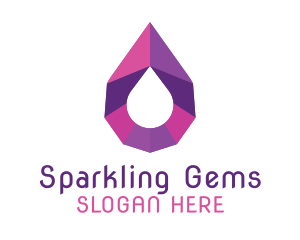 Purple Gemstone Droplet logo design