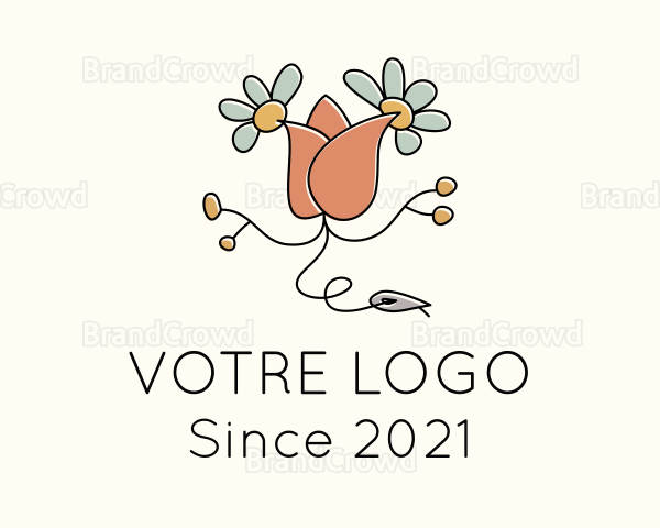 Rose Flower Embroidery Logo