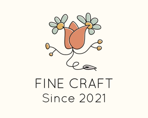 Rose Flower Embroidery logo design