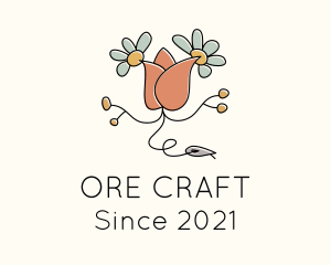 Rose Flower Embroidery logo design