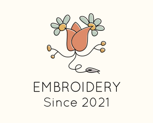 Rose Flower Embroidery logo design