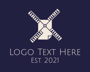Netherlands - Piano Windmill Paper logo design