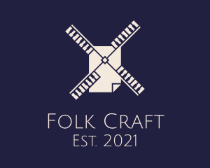 Folk - Piano Windmill Paper logo design