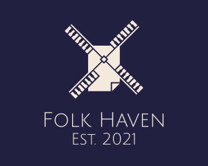 Folk - Piano Windmill Paper logo design