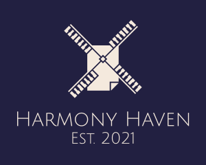 Harmony - Piano Windmill Paper logo design