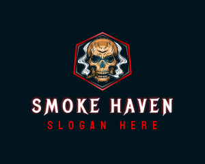 Cigarette Skull Smoking logo design