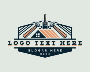 Attic - Paintbrush Hammer Contractor logo design