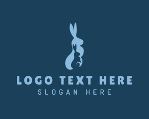 Easter Bunny - Blue Rabbit Veterinary logo design