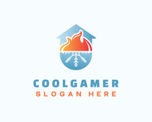 Flame - Heating & Cooling Home logo design