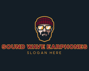 Earphones - Hipster Guy Glasses logo design