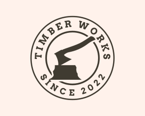 Logger - Axe Wood Stump logo design
