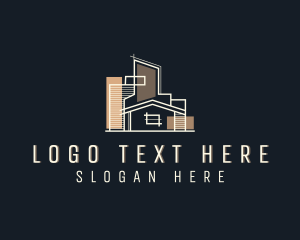 House - Building House Blueprint logo design
