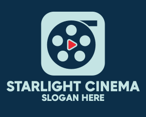 Video Cinema Reel Play App logo design