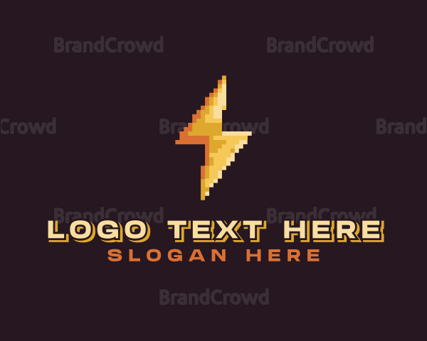 Lightning Bolt Pixelated Logo