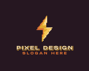 Lightning Bolt Pixelated logo design