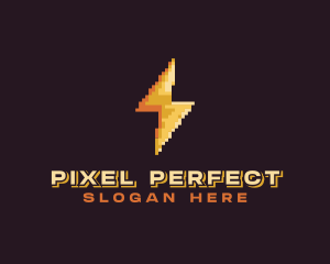 Lightning Bolt Pixelated logo design