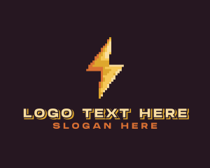 Streaming - Lightning Bolt Pixelated logo design