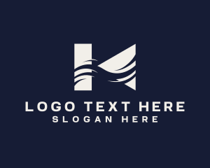 Negative Space - Company Brand Wave Letter K logo design