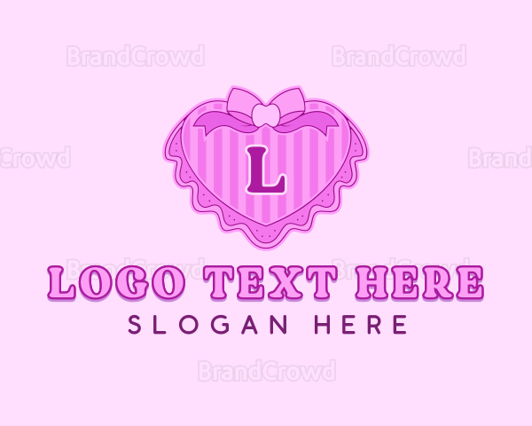 Cute Retro Ribbon Heart Logo