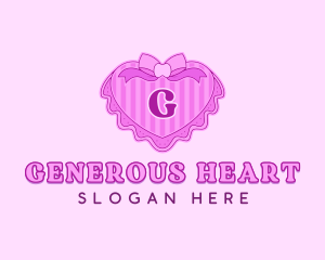 Feminine Ribbon Heart logo design