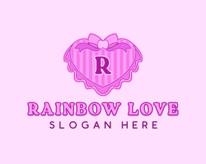 Feminine Ribbon Heart logo design