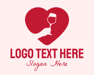 Valentine - Heart Wine Tasting logo design