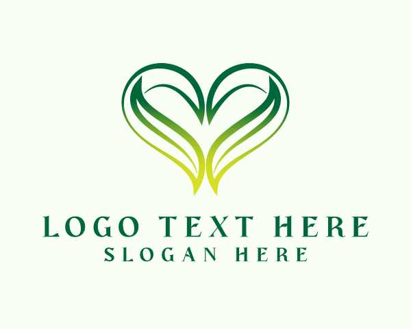 Botanical - Nature Heart Leaf logo design