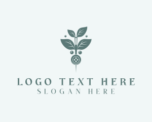 Needle - Leaf Thread Sewing Button logo design