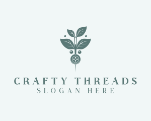 Leaf Thread Sewing Button logo design