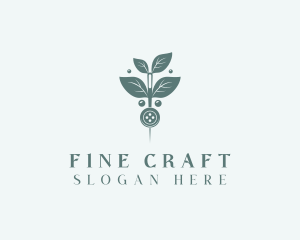 Leaf Thread Sewing Button logo design