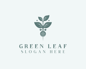 Leaf Thread Sewing Button logo design