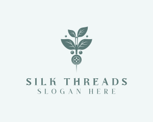 Leaf Thread Sewing Button logo design