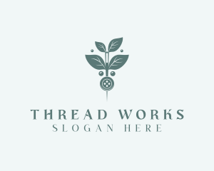 Leaf Thread Sewing Button logo design