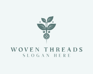 Leaf Thread Sewing Button logo design