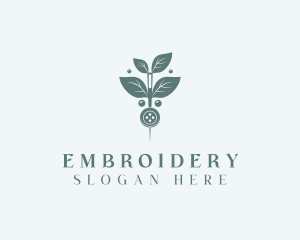 Leaf Thread Sewing Button logo design