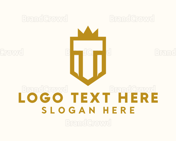 Crown Shield Letter T Logo