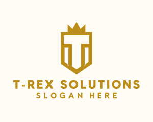 Crown Shield Letter T logo design