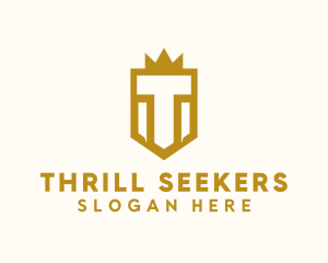 Crown Shield Letter T logo design