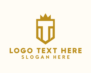 Crown - Crown Shield Letter T logo design