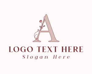 Florist - Rose Letter A logo design