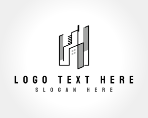 Geometric - Building Construction Blueprint logo design