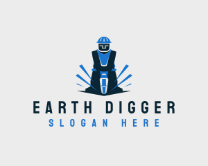 Digger - Jackhammer Construction Digger logo design