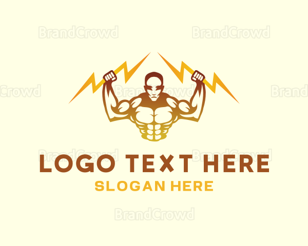 Lightning Bodybuilder Muscle Logo