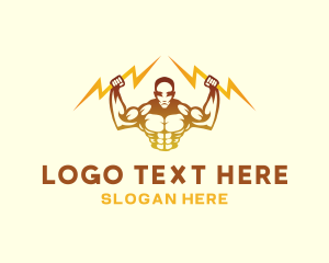 Healthy - Lightning Bodybuilder Muscle logo design