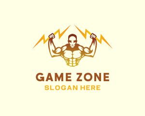 Lightning Bodybuilder Muscle logo design