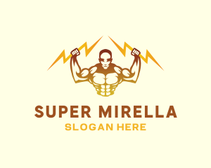 Body - Lightning Bodybuilder Muscle logo design