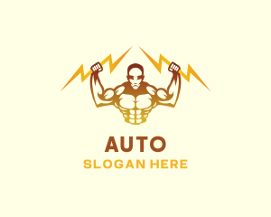 Fit - Lightning Bodybuilder Muscle logo design