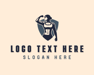 Weightlifting - Woman Fitness Shield logo design
