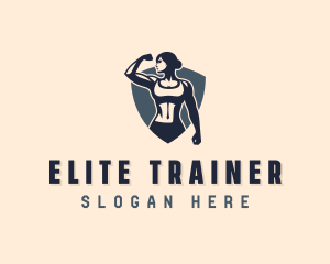 Woman Fitness Shield logo design