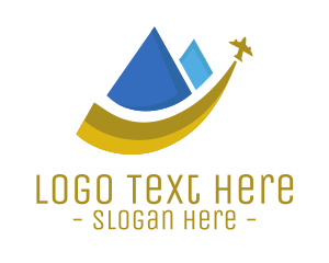 Wonder - Mountain Airplane Travel logo design